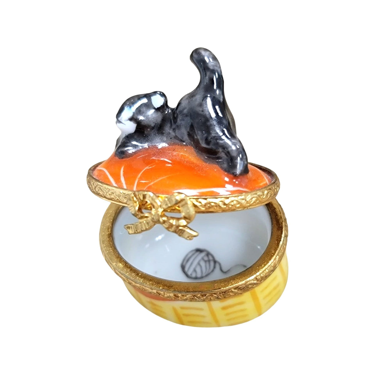 Fine French craftsmanship on the Mini Black Cat Limoges box, painted by hand