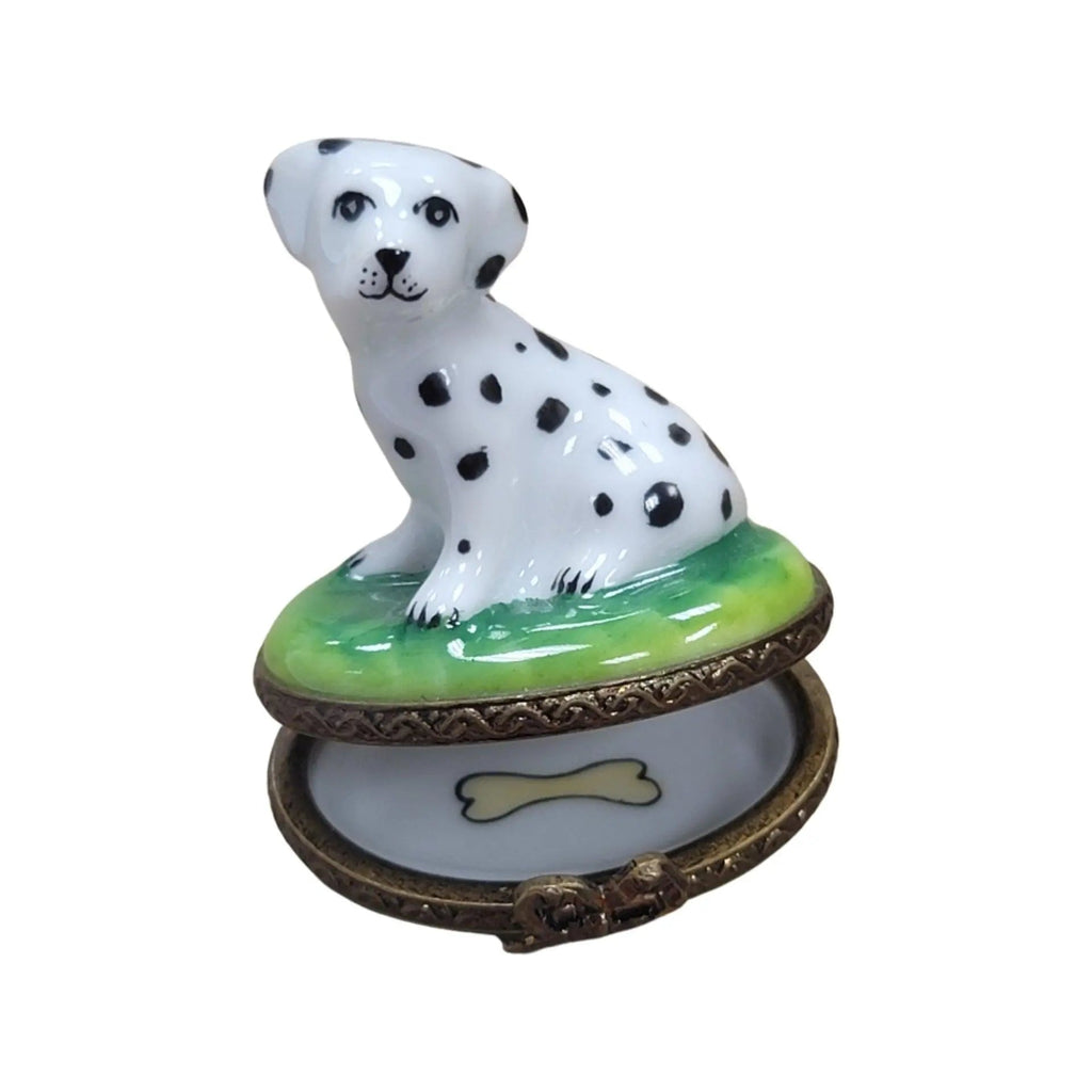 Fine art lovers will admire this Mini Dalmation Dog Limoges box