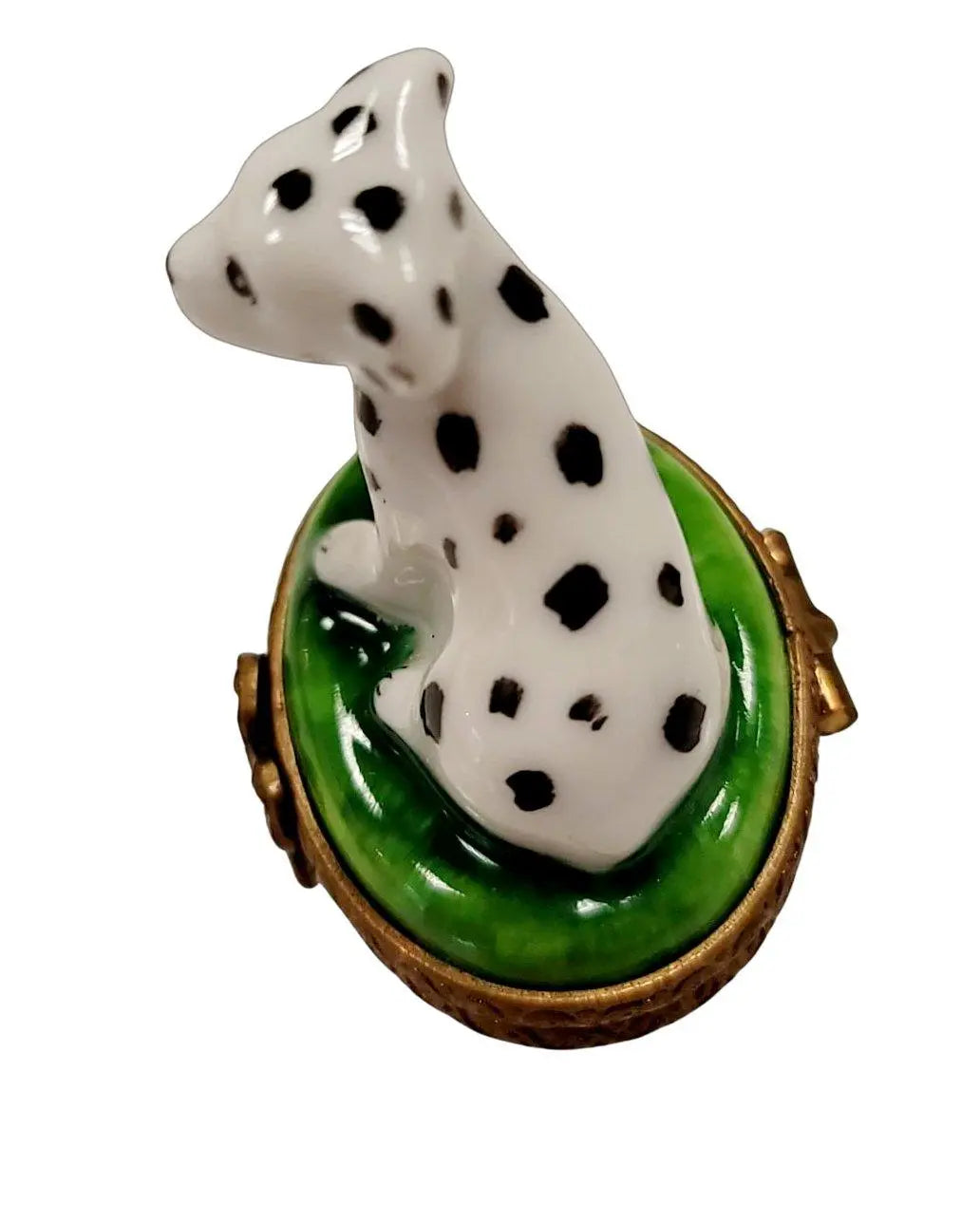Painted details on the Mini Dalmation Dog Limoges box, French art in miniature