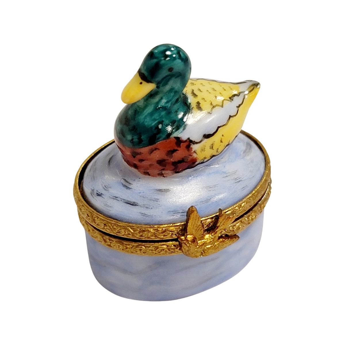 Mini Mallard Duck Limoges Box for Collectors' Gift, a hand-painted Limoges porcelain gift