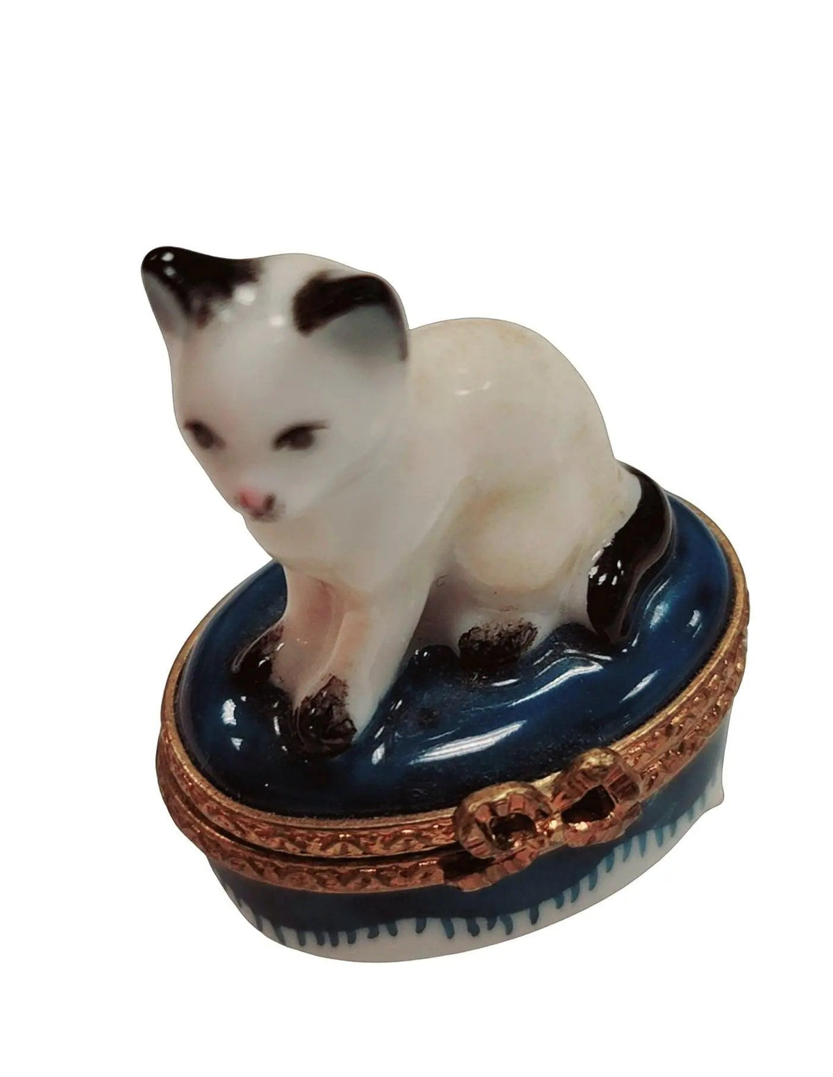Mini White Siamese Cat Limoges Box Figurine for Collectors, view 12