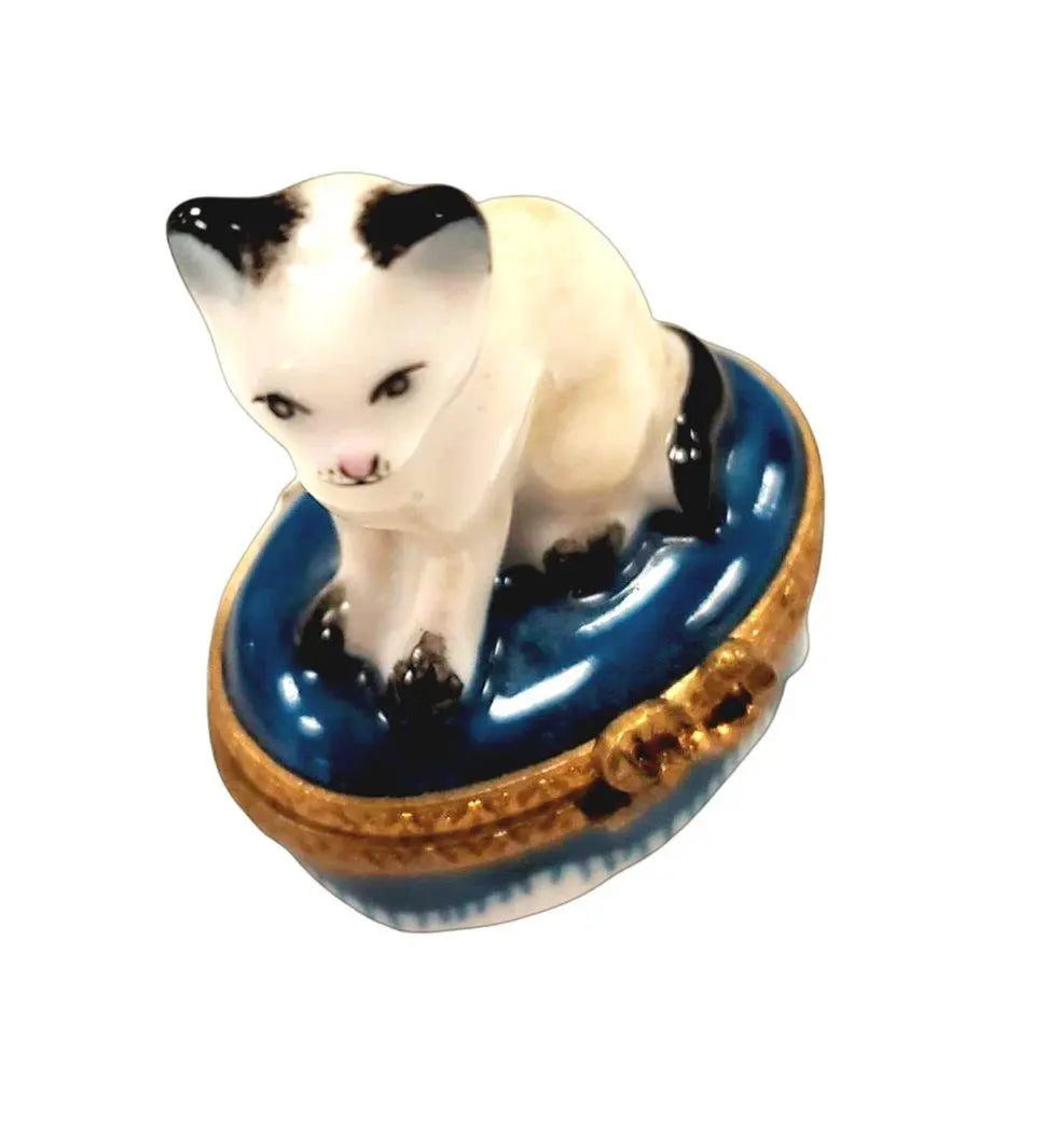 Mini White Siamese Cat Limoges Box Figurine for Collectors, view 6