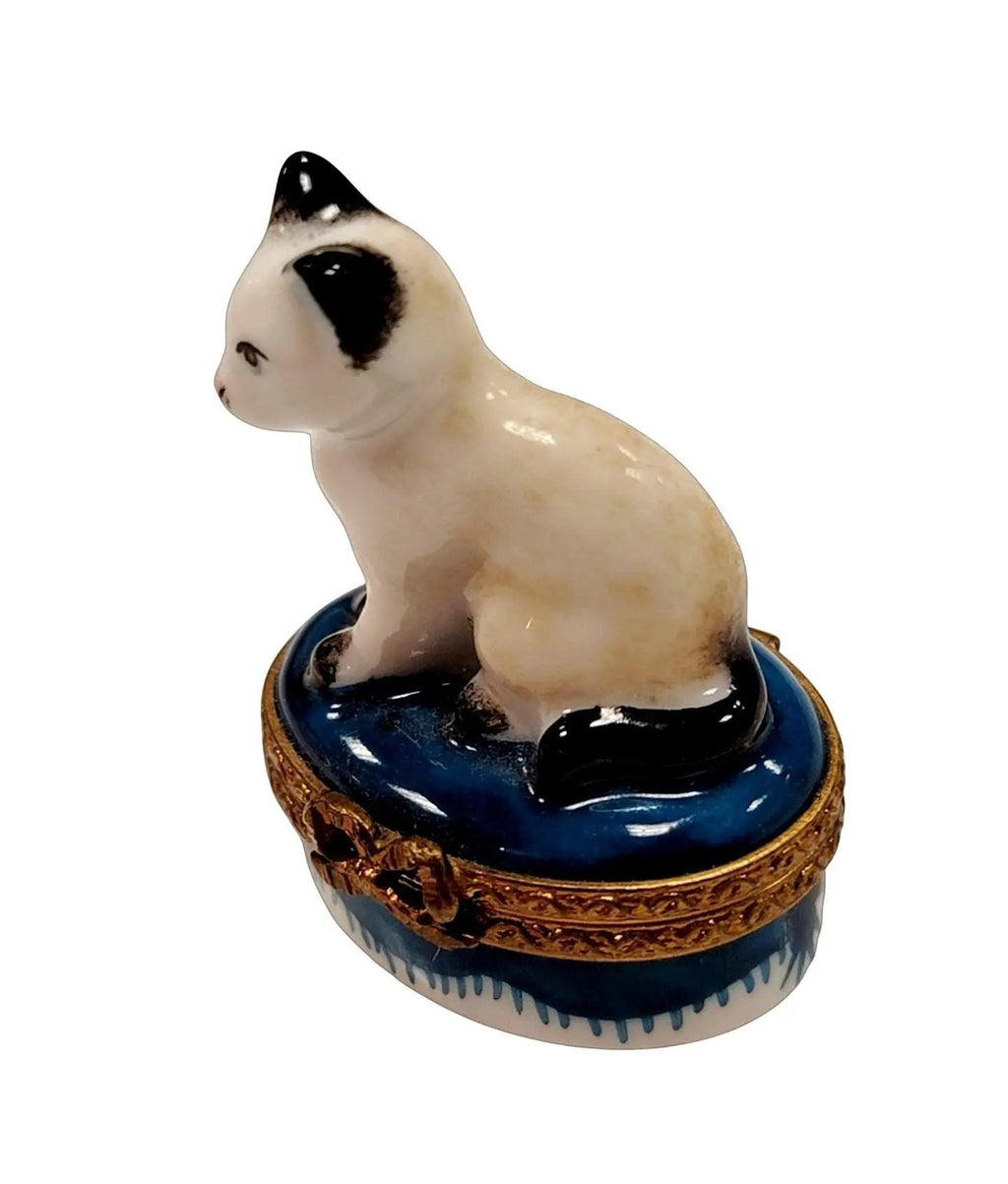 Mini White Siamese Cat Limoges box, an heirloom-quality piece for collectors