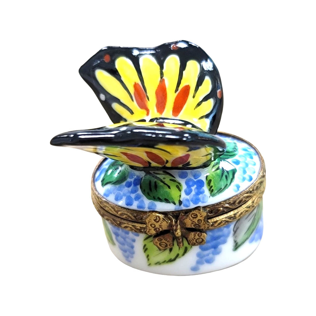 Mini Yellow Butterfly Limoges Box, a hand-painted Limoges porcelain gift