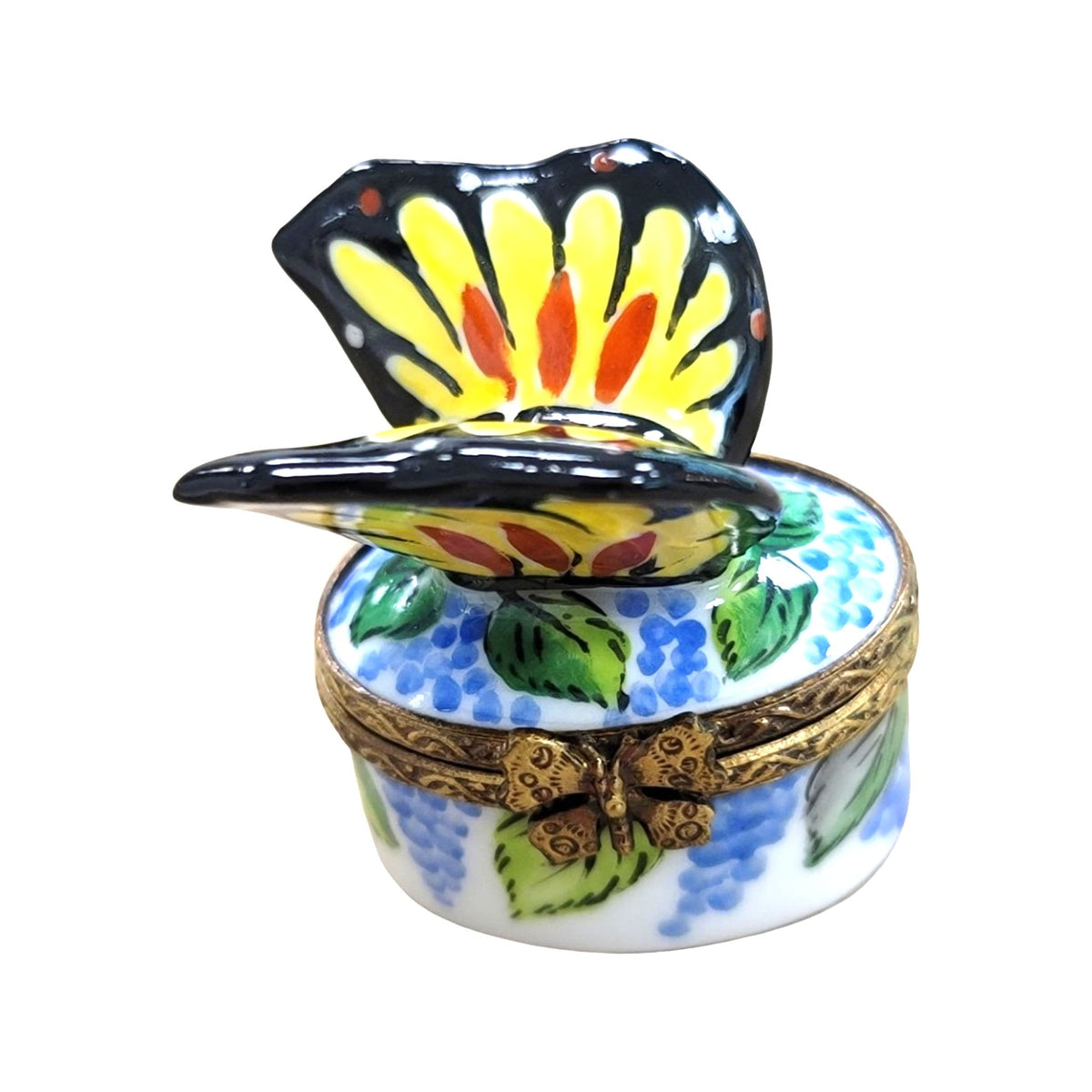 Mini Yellow Butterfly Limoges Box, a hand-painted Limoges porcelain gift