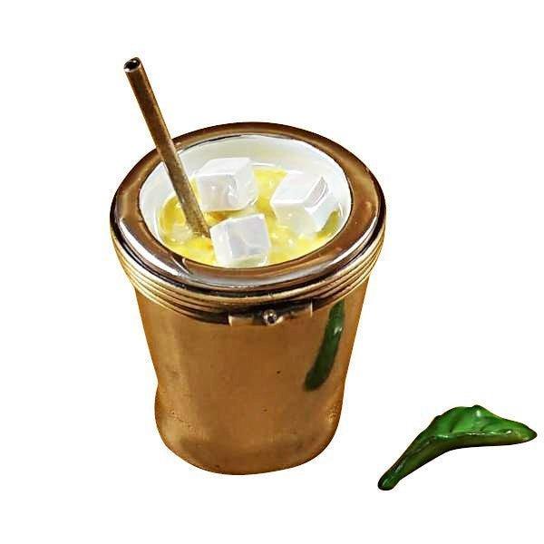 Fine French craftsmanship on the Mint Julep Glass Limoges box, painted by hand
