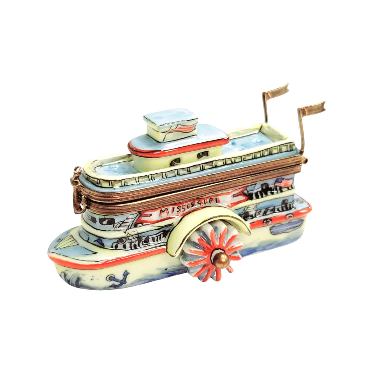 Mississippi River Boat Limoges Box Figurine for Collectors, a hand-painted Limoges porcelain gift