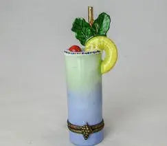 Retired Mixed Drink Pineapple Porcelain Limoges Box, view 2