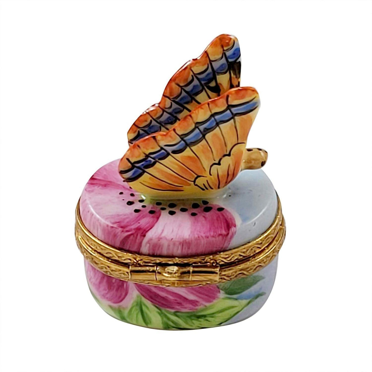 Monarch Butterfly with Brass Flower Limoges Box Gift, view 4