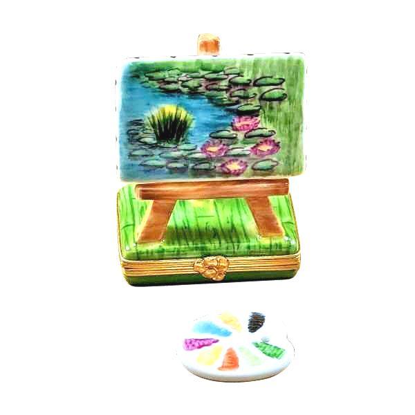 Monet Easel Limoges Box for Art Lovers, a hand-painted Limoges porcelain gift