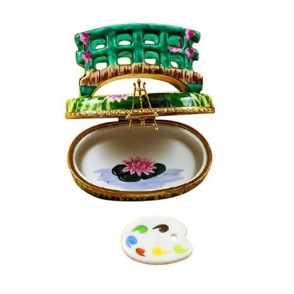Monet Bridge with Water Lilies Removable Palette Limoges Box, view 2