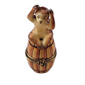 Monkey on Barrel Limoges Box for Collectors, a hand-painted Limoges porcelain gift