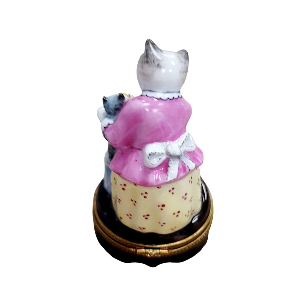 Mother Cat Feeding Baby Porcelain Limoges Porcelain Art Object, view 3