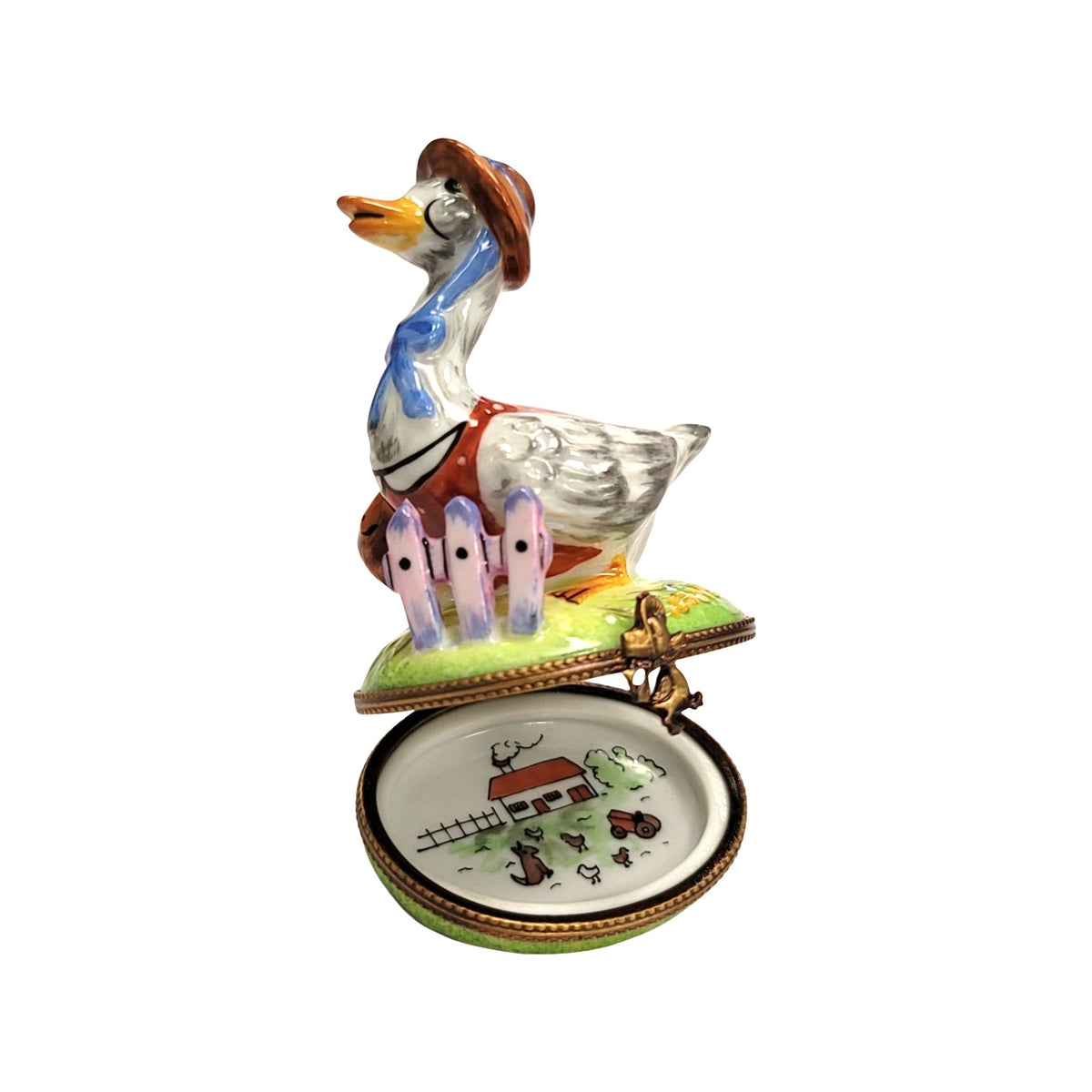 Mother Goose Brown Hat Limoges Box Figurine for Collectors, a hand-painted Limoges porcelain gift