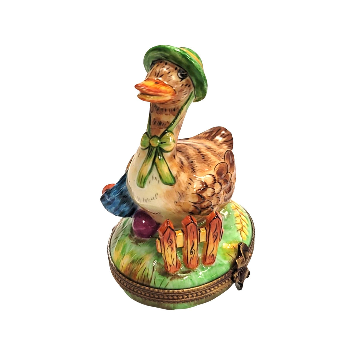 Mother Goose Green Hat Limoges Box Figurine for Decor, view 3