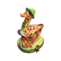 Mother Goose Green Hat Limoges Box Figurine for Decor, a hand-painted Limoges porcelain gift