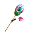 Mother's Day Pink Long Brass Rose Removable Limoges Box, a hand-painted Limoges porcelain gift