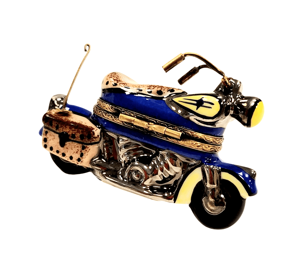 Artisan-painted Motorcycle Limoges box from France, a cherished collectible