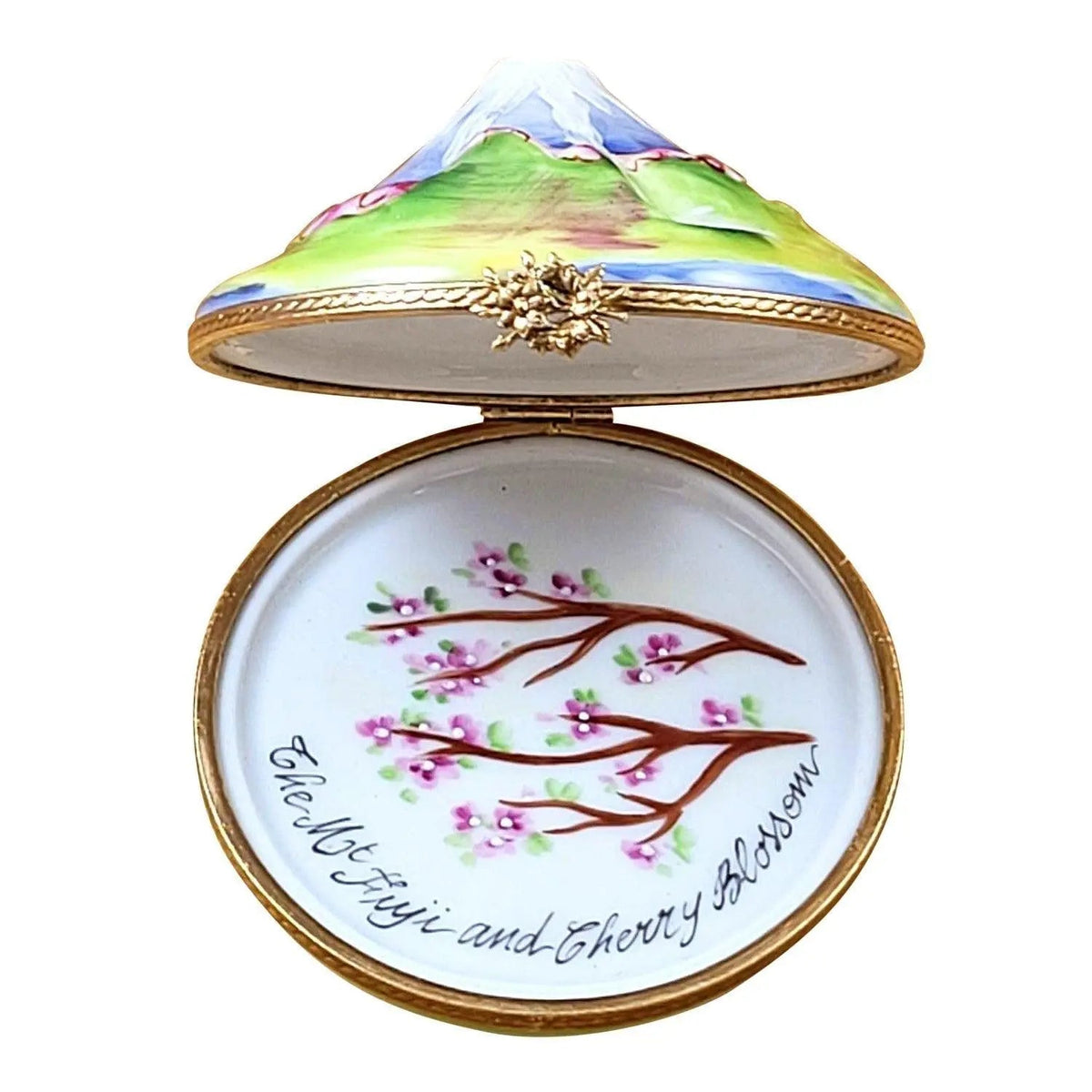 Fine French craftsmanship on the Mount Fuji Japan Limoges box, painted by hand