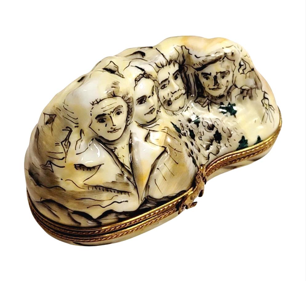 Mount Rushmore Presidents USA Limoges Box for Collectors, a hand-painted Limoges porcelain gift