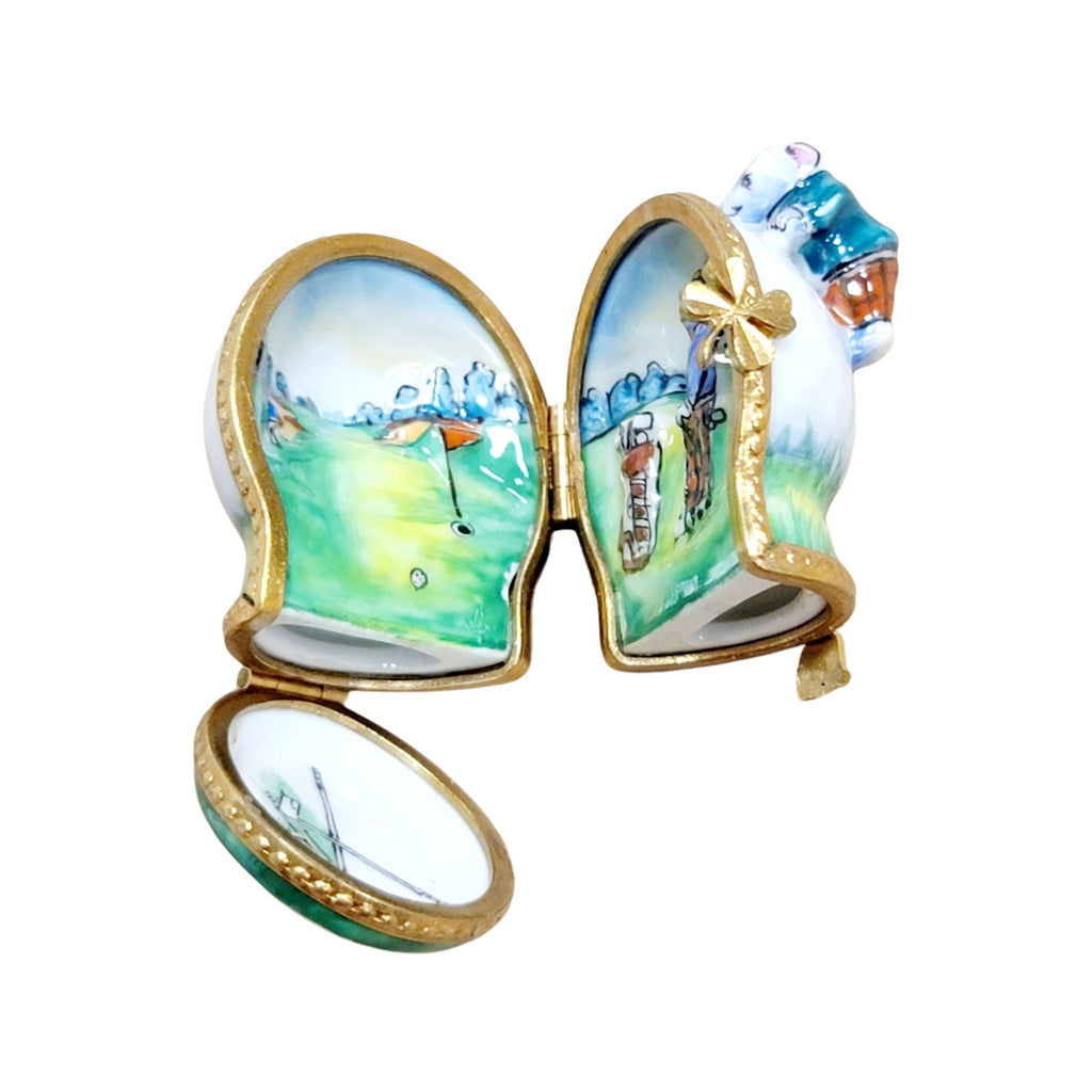 Mouse on Golf Ball 3 Hinged Sports Limoges Box Figurine, view 2