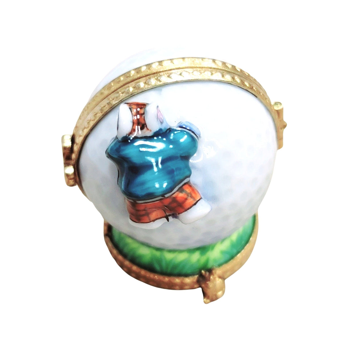 Mouse on Golf Ball 3 Hinged Sports Limoges Box Figurine, view 4
