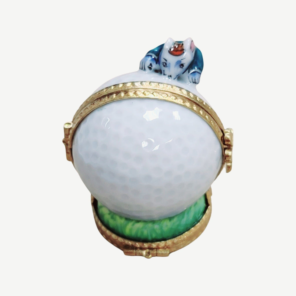 Mouse on Golf Ball 3 Hinged Sports Limoges Box Figurine, view 7