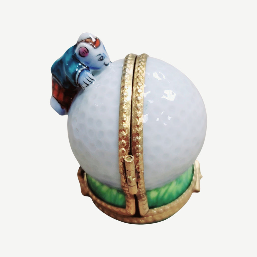 Mouse on Golf Ball 3 Hinged Sports Limoges Box Figurine, view 8