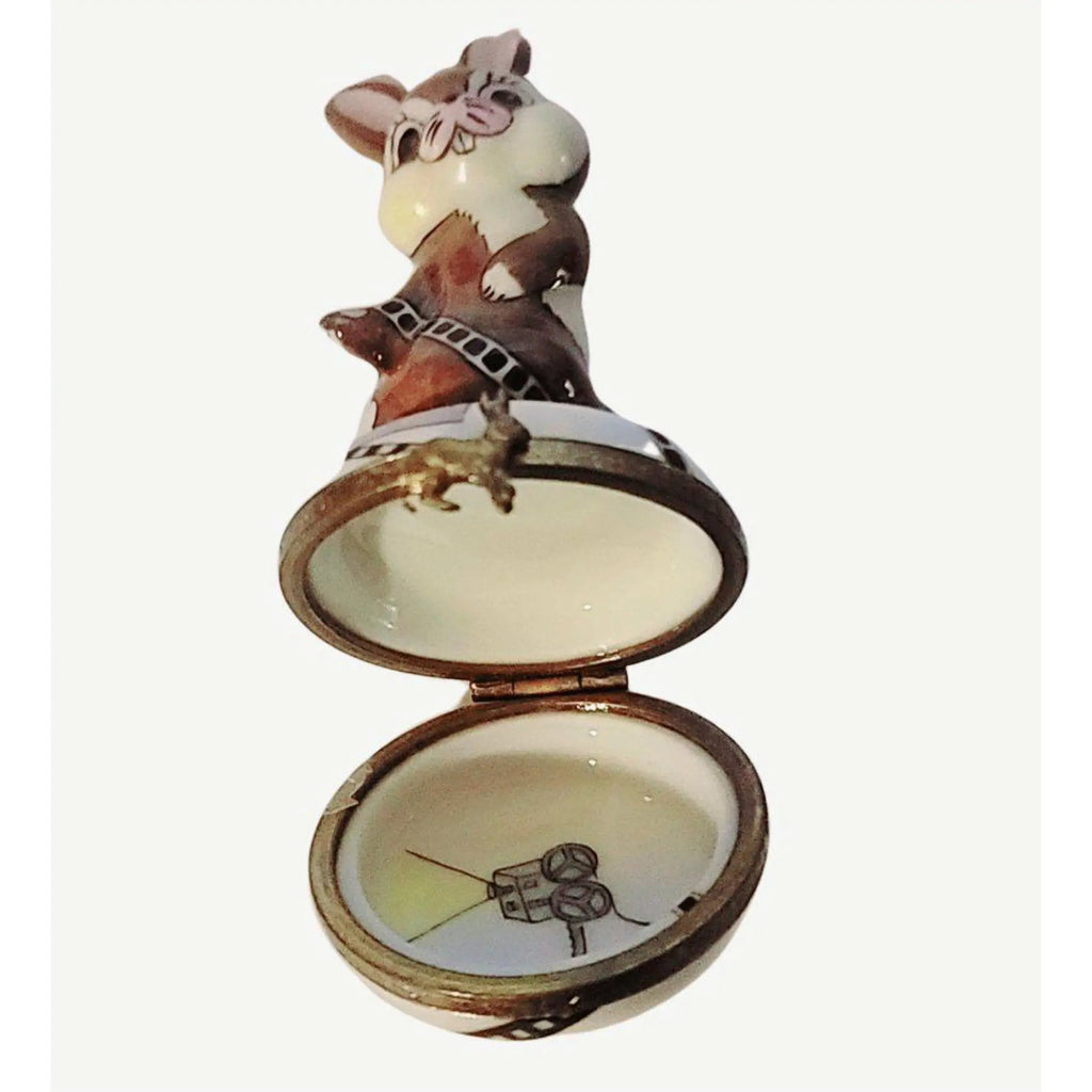Movie Rabbit w Film Bunny Limoges Box Figurine Collectible, view 2