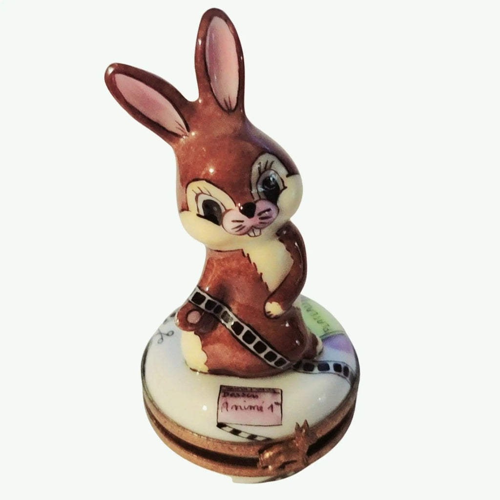 Movie Rabbit w Film Bunny Limoges Box Figurine Collectible, view 3