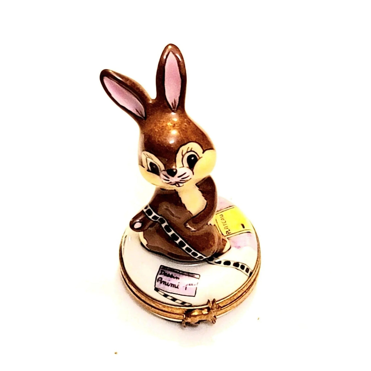 Genuine Movie Rabbit with Film Bunny Limoges box painted by hand in France, from Limoges Boutique