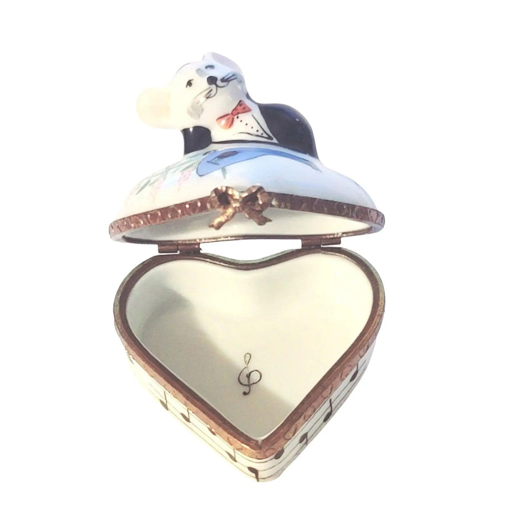 Serenade Musical Love Mouse Dating Heart Limoges Box, view 2
