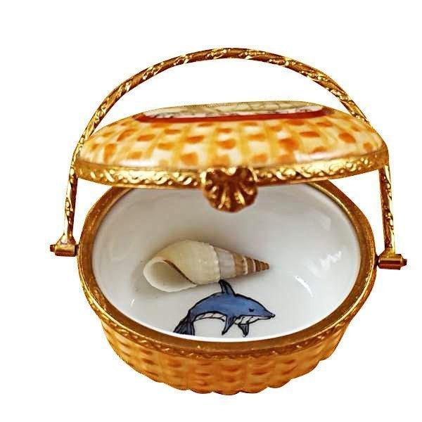 Nantucket Basket with Lighthouse Coastal Limoges box painted by hand in Limoges, France, a gift to treasure