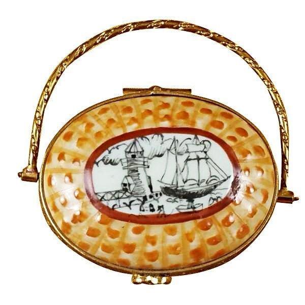 The Nantucket Basket with Lighthouse Coastal, a Limoges keepsake with true French charm