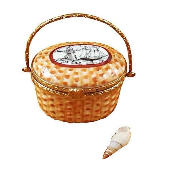 Limoges Boutique presents the Rochard Nantucket Basket with Lighthouse Coastal