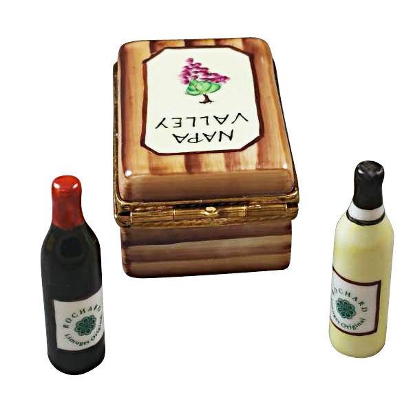Artisan-painted Napa Valley Wine Crate Limoges box from France, a cherished collectible