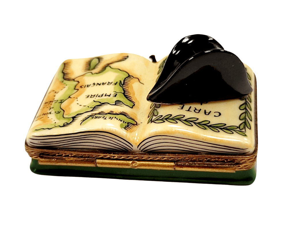 The Napolean Military Hat on Book Map, a Limoges keepsake with true French charm