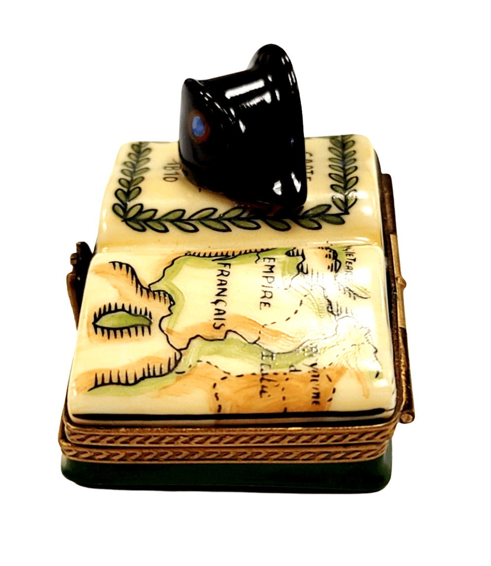 Napolean French Military Hat on Book Map Limoges Box, view 6