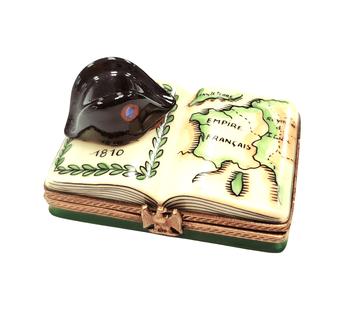 Napolean French Military Hat on Book Map Limoges Box, view 7