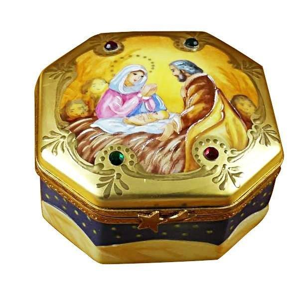 Limoges Boutique presents the Rochard Nativity Octagon, a genuine Limoges box painted by hand in France