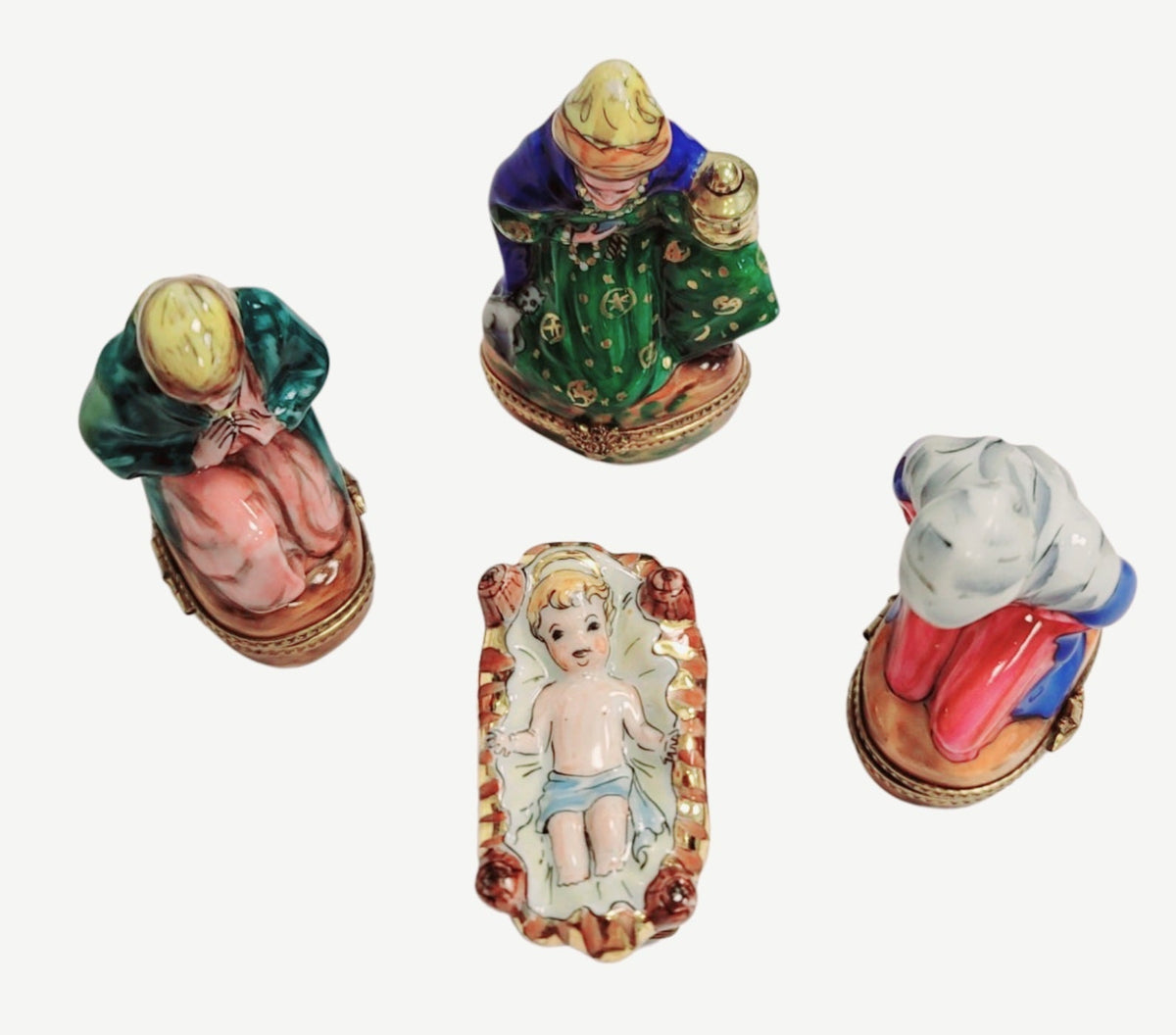 The 4 Piece Nativity Hay Bottom, a Limoges keepsake with true French charm