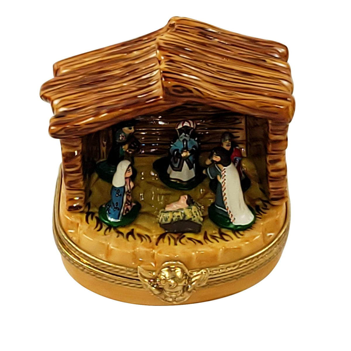 Nativity Stable Limoges Box for Holiday Decor Gift, a hand-painted Limoges porcelain gift