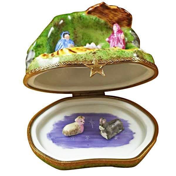 Nativity with 2 Removable Animals Limoges Box for Collectors, view 2