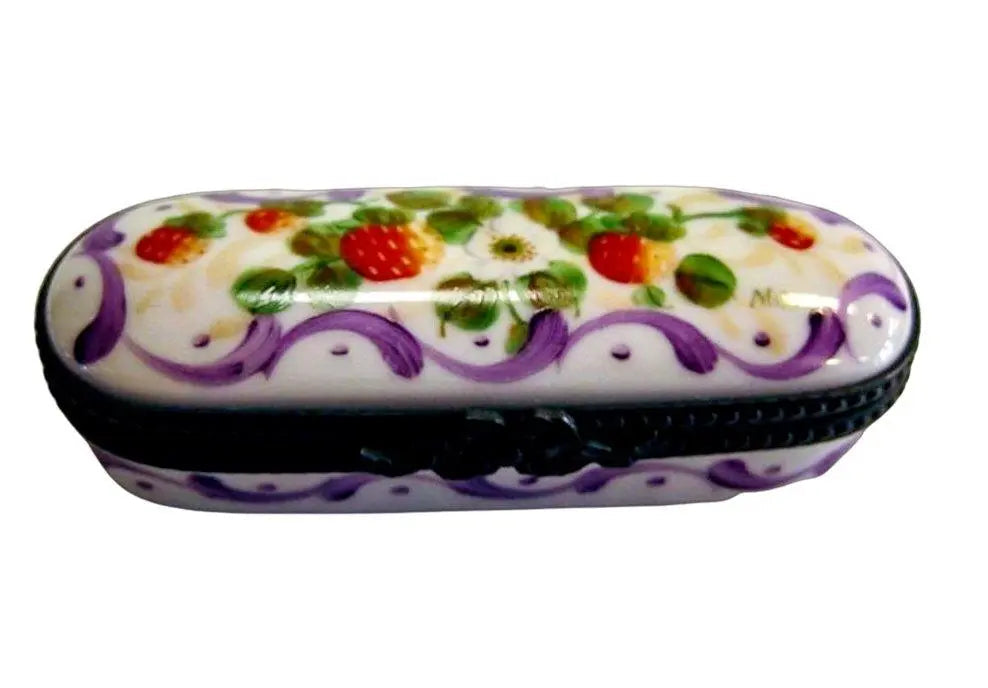 Needle Pin Strawberries for Craft Lovers, a hand-painted Limoges porcelain gift