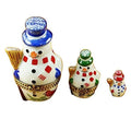 Nesting Snowman Set Limoges Box, a hand-painted Limoges porcelain gift