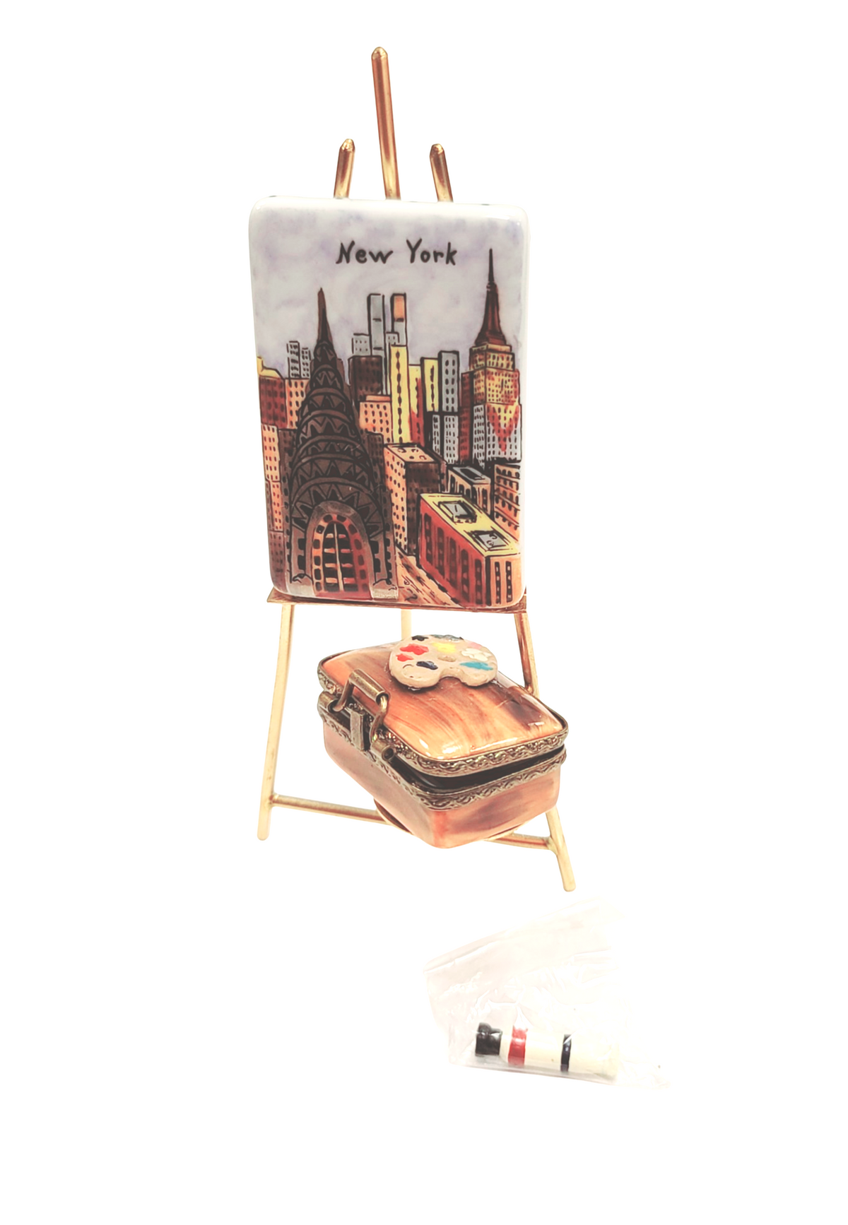 New York City Easel Limoges Box Figurine, a hand-painted Limoges porcelain gift