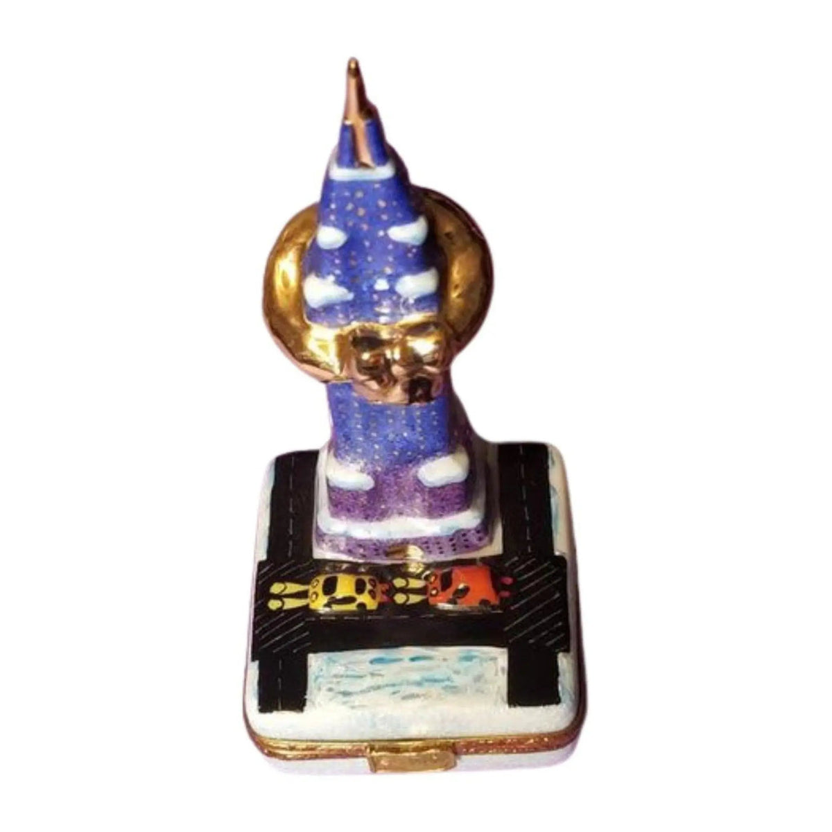 Artisan-painted York Christmas Empire State Building Limoges box from France, a cherished collectible