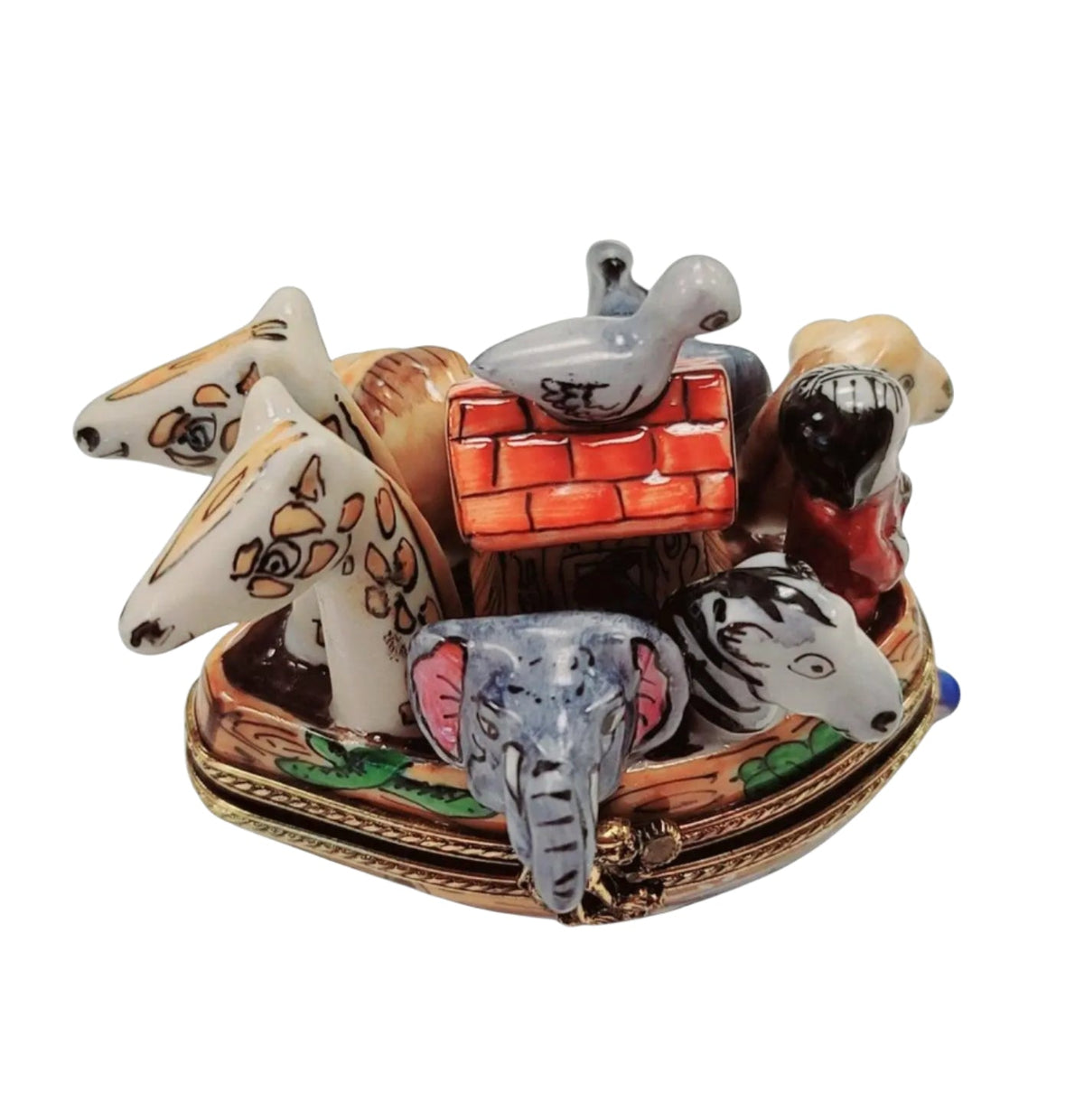 Noah's Ark Porcelain Limoges Box for Collectors Gift, a hand-painted Limoges porcelain gift