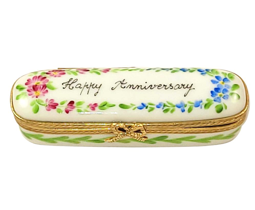 Oblong Happy Anniversary by Rochard, an authentic French Limoges box from Limoges Boutique