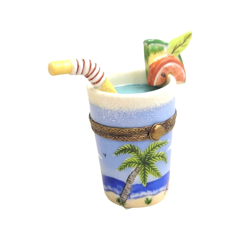 Ocean Cocktail Glass Limoges Box Figurine for Collectors, a hand-painted Limoges porcelain gift